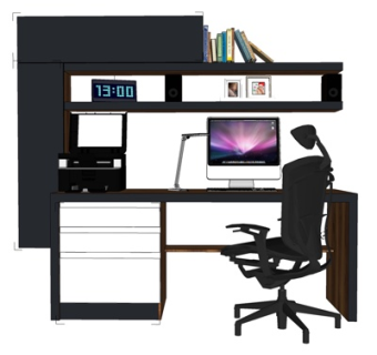 现代实木书桌椅su模型