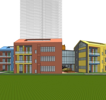 现代办公楼外观su模型