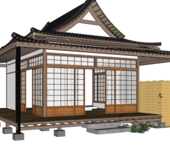 日式别墅外观su模型