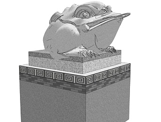 中式蟾蜍雕塑su模型