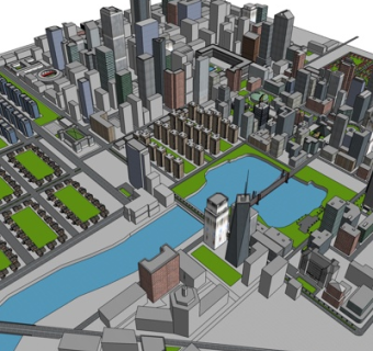 现代城市规划su模型