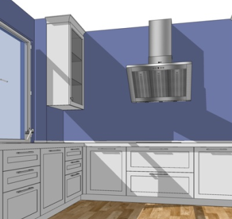 现代实木橱柜su模型