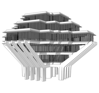现代办公楼外观su模型