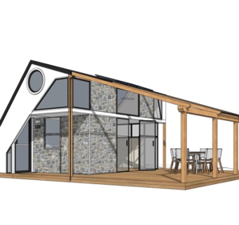 现代独栋别墅外观su模型