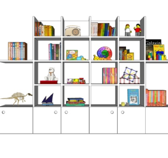 现代实木装饰架su模型