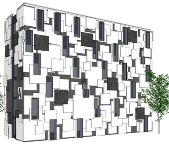 现代办公楼外观su模型