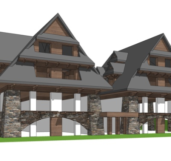 东南亚独栋别墅外观su模型