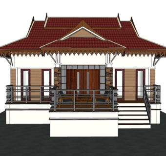 东南亚独栋别墅外观su模型