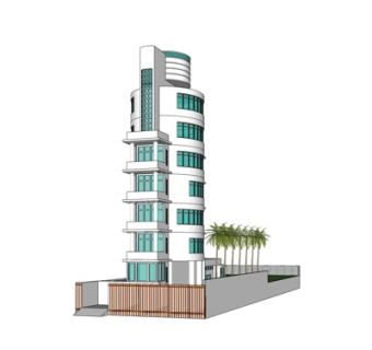 现代办公楼外观su模型