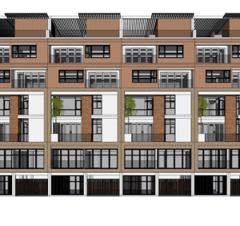 现代连排别墅外观su模型