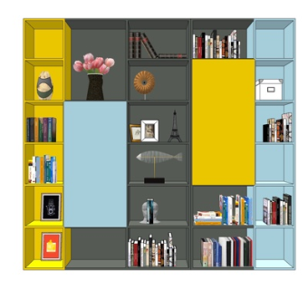 现代实木书柜su模型