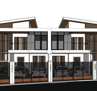 现代独栋别墅外观su模型