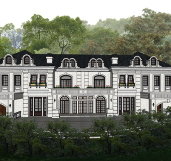 法式独栋别墅外观su模型