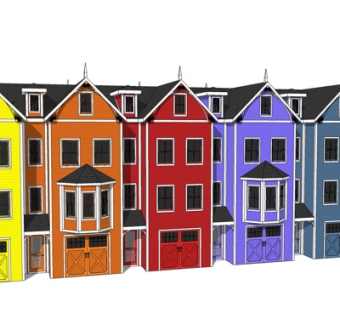 现代连排别墅外观su模型