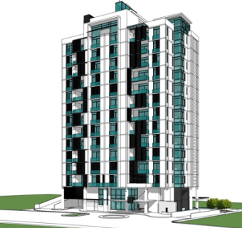 现代公寓楼外观su模型