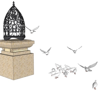 现代鸽子su模型