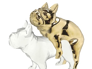 现代法国斗牛犬雕塑su模型