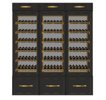 现代实木酒柜su模型