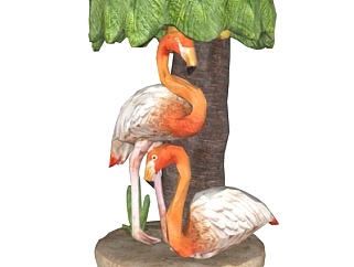 现代火烈鸟雕塑su模型