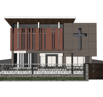 现代独栋别墅外观su模型