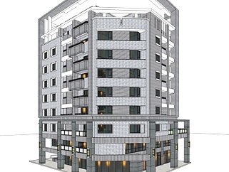 <em>现代公寓</em>楼<em>外观</em>su模型
