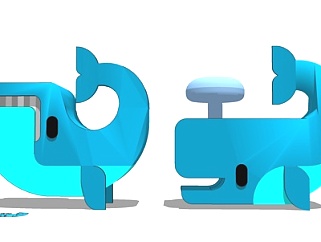现代鲸鱼儿童桌椅su模型