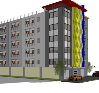 现代公寓楼外观su模型