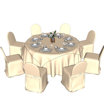现代宴会餐桌椅su模型