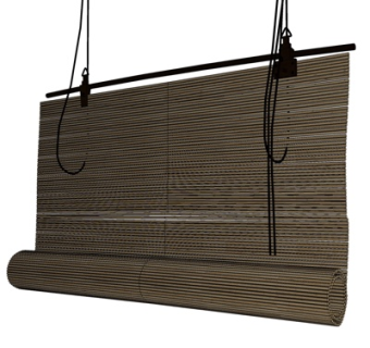 现代竹编窗帘su模型