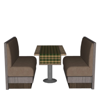 现代卡位餐桌椅su模型