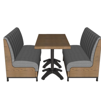 现代卡位餐桌椅su模型