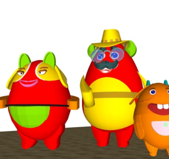 现代玩偶摆件su模型