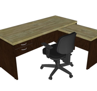 现代实木书桌椅su模型