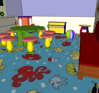 现代幼儿园教室su模型