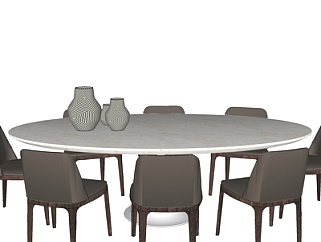 现代椭圆餐桌<em>椅</em>su模型