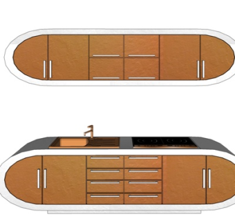 现代实木橱柜su模型