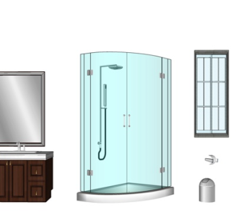 现代玻璃淋浴房su模型