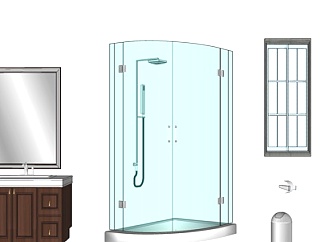 现代<em>玻璃淋浴房</em>su模型