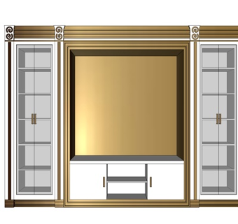 现代实木电视柜su模型