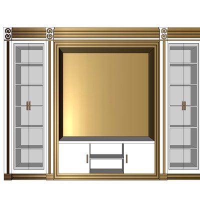 现代实木电视柜su模型