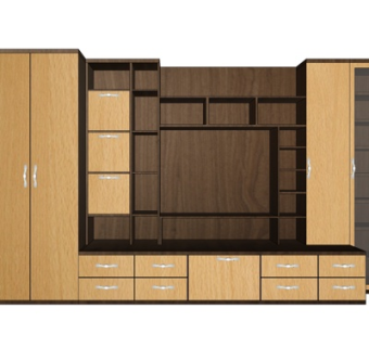 现代实木电视柜su模型