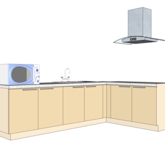 现代实木橱柜su模型