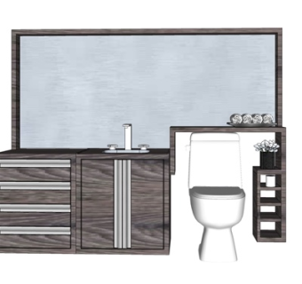 现代实木浴室柜su模型