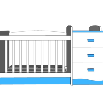 现代实木儿童床su模型