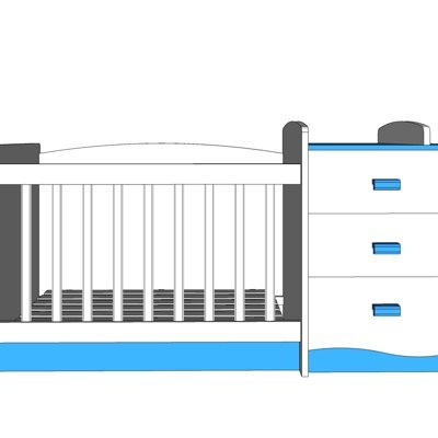 现代实木儿童床su模型
