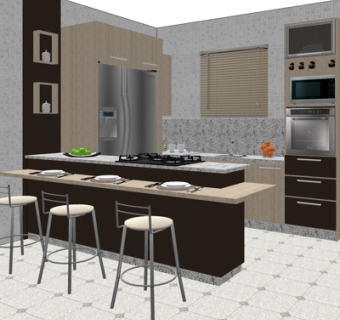 现代吧台吧椅su模型