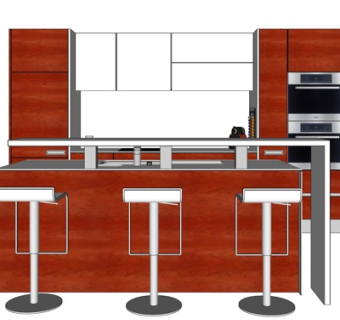 现代吧台吧椅su模型