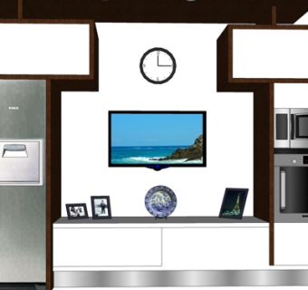 现代实木电视柜su模型