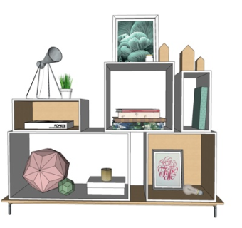 北欧实木装饰柜su模型