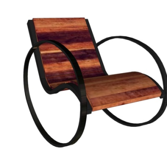 现代实木休闲椅su模型